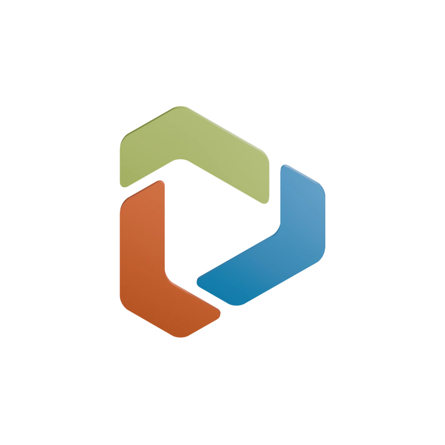 Dimensional DCSYS ribbon symbol in green, orange, and blue